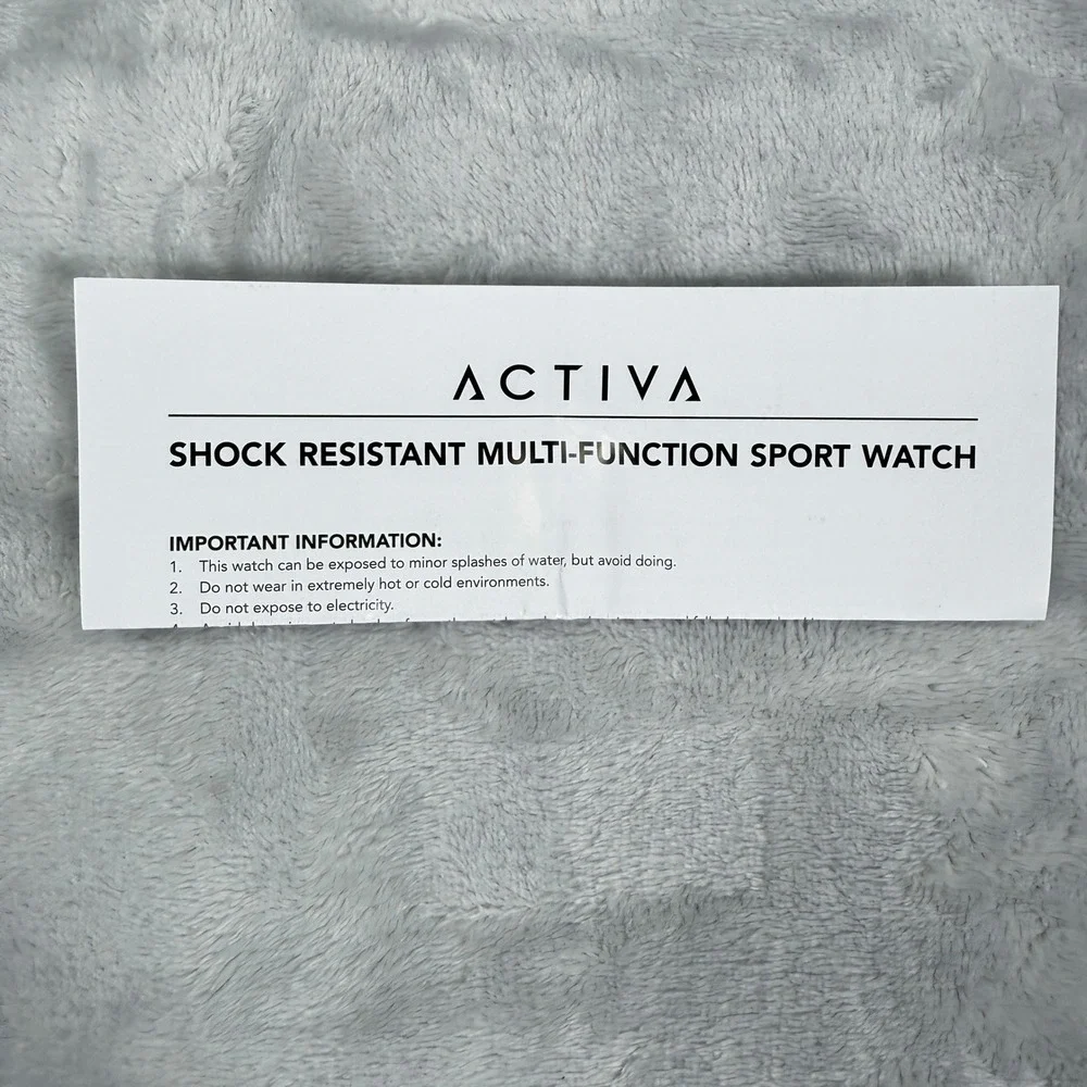 Activa Mens Shock Resistant Multi-Function Sport Watch Black White Splatter